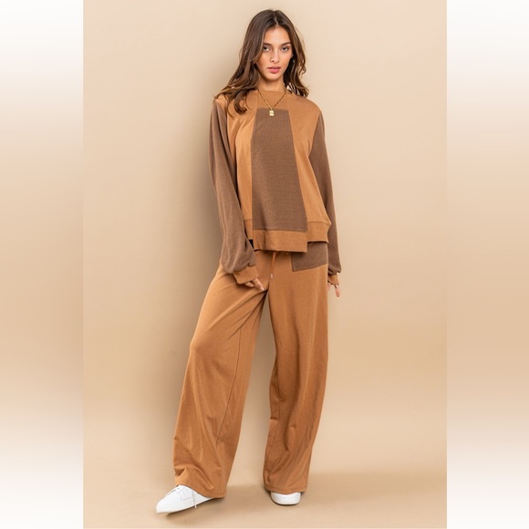 Terry Contrast Sweatshirts and Pants Set - Picture 3 of 9